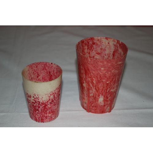 66 - 2 x Bakelite Tumblers in a Mottled Red