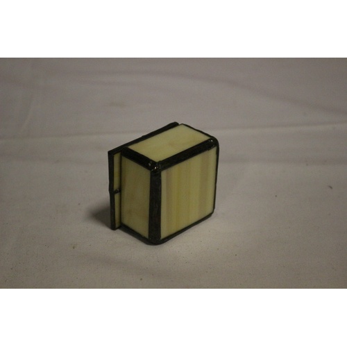 68 - Unusual Small Trinket Box with Large Glass Stone on the Lid and Possibly Enameled Inserts