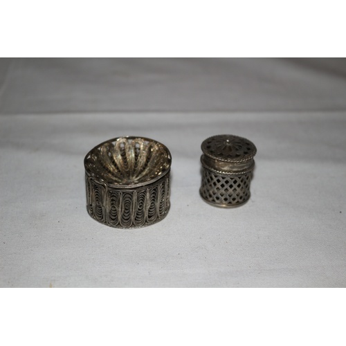 69 - 2 x Curios. One is a Small Container with Lid the other has a Small Concaved Section which Fits into... 