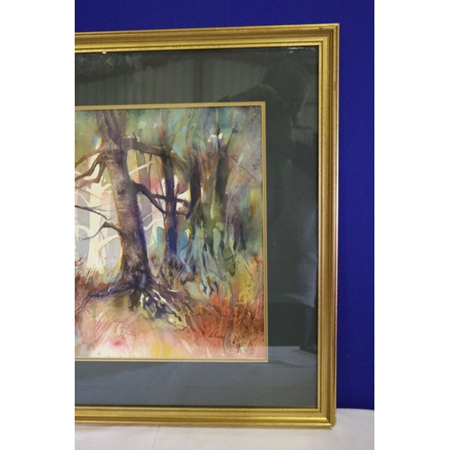 199 - Large and Impressive Mounted and Framed Abstract Watercolour Painting of a Woodland Scene - Signed B... 