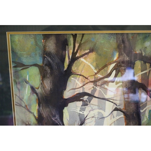 199 - Large and Impressive Mounted and Framed Abstract Watercolour Painting of a Woodland Scene - Signed B... 