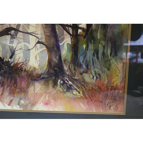 199 - Large and Impressive Mounted and Framed Abstract Watercolour Painting of a Woodland Scene - Signed B... 