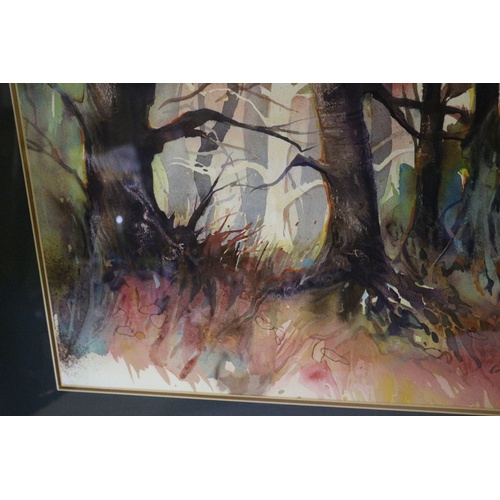 199 - Large and Impressive Mounted and Framed Abstract Watercolour Painting of a Woodland Scene - Signed B... 