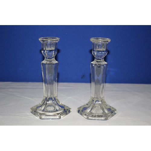 201 - Pair of Glass Candlesticks