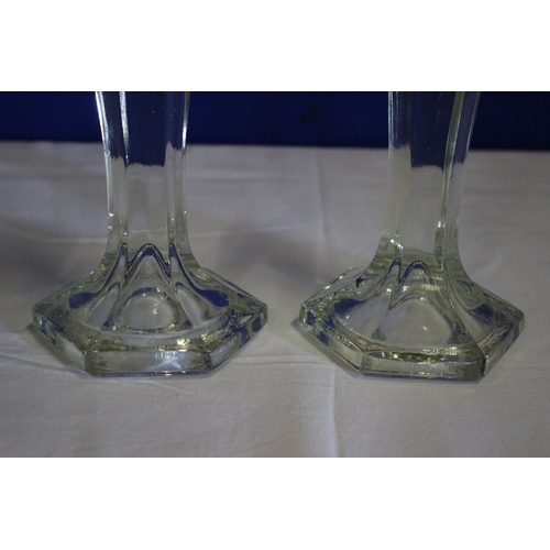 201 - Pair of Glass Candlesticks