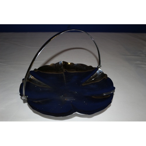 209 - Mixed Collection of Leaf Stainless Steel Serving Cake Tray, Glass Bon Bon Pot, Glass Sugar Shakerand... 