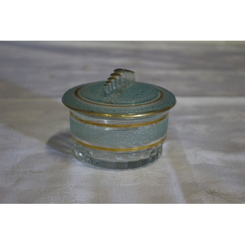 434 - Pretty Vintage Glass Trinket Pot with Lid