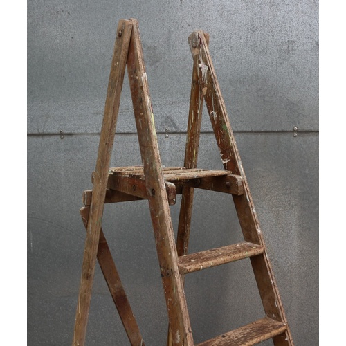 459 - Vintage 5 Rung Wooden Ladder with Shelf.