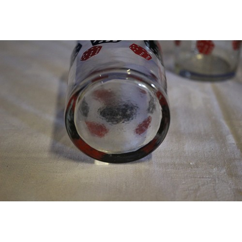 24 - 3 x Vintage Glasses with Throwing Dice Design around them