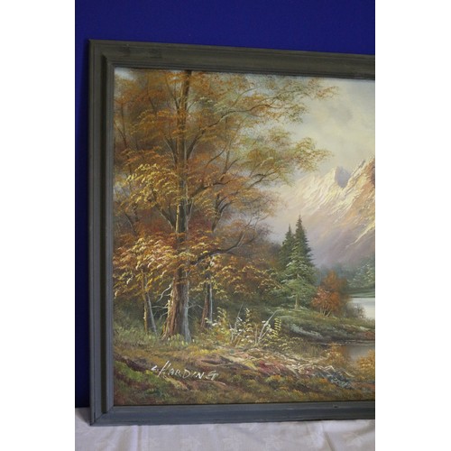 26 - Large - 39in x 27in - Oil on Canvas Fantasy Landscape Painting by Known Artist L Harding. A Scene wi... 