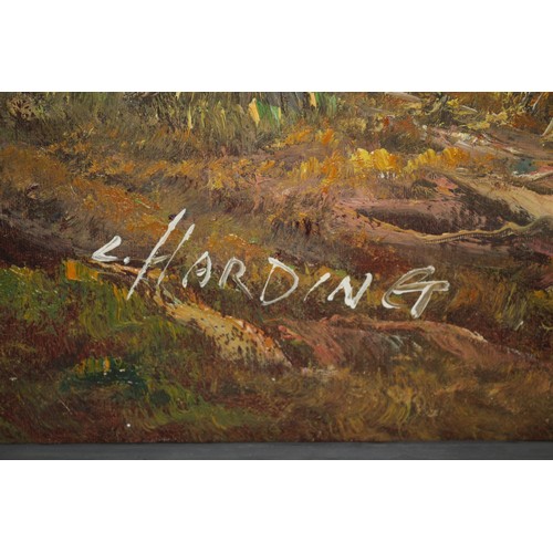 26 - Large - 39in x 27in - Oil on Canvas Fantasy Landscape Painting by Known Artist L Harding. A Scene wi... 