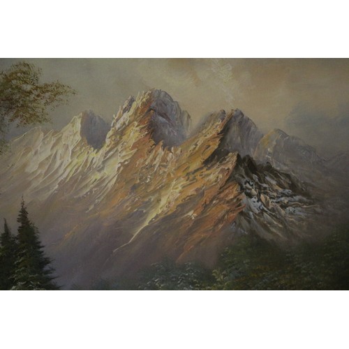 26 - Large - 39in x 27in - Oil on Canvas Fantasy Landscape Painting by Known Artist L Harding. A Scene wi... 