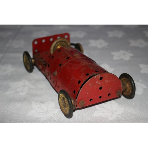 38 - Meccano Hand Made Toy Car and a Tin Patterned Box