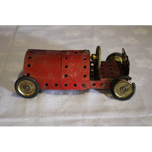 38 - Meccano Hand Made Toy Car and a Tin Patterned Box