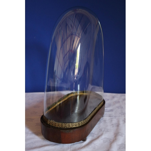 103 - Large Glass Dome with Wooden Plinth and Round Feet
