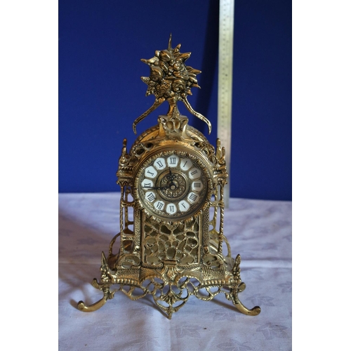 110 - Ornate Brass Mantel Clock