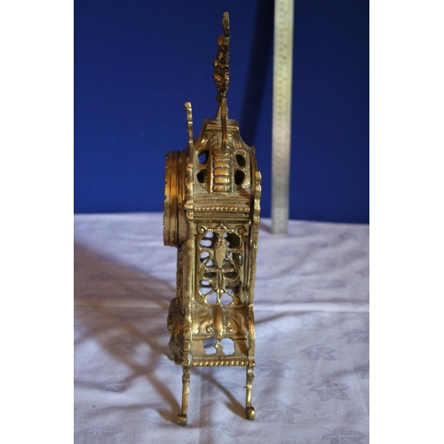 110 - Ornate Brass Mantel Clock