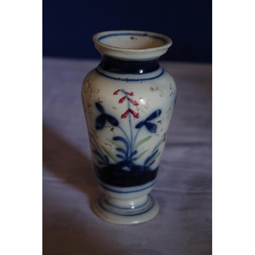 176 - Small Old Delft Vase Depicting Oriental Scene