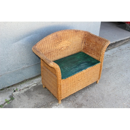 192 - Small Oversized Single Seat Cane Conservatory Chair with Lift Up Under seat Storage