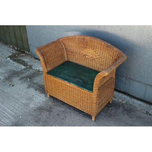 192 - Small Oversized Single Seat Cane Conservatory Chair with Lift Up Under seat Storage