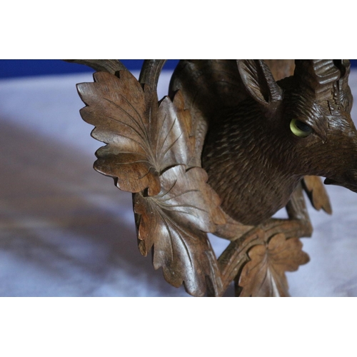 20 - Black Forest Hand Carved Deers Head Wall Shelf