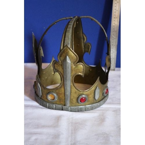 27 - Unusual Piece of What is Believed to be, Stage Prop Wear. A Crown in Metals and Glass Stones - Heavy