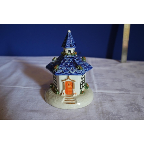 38 - Pottery Incense Burner in a Property Shape - Staffordshire Style