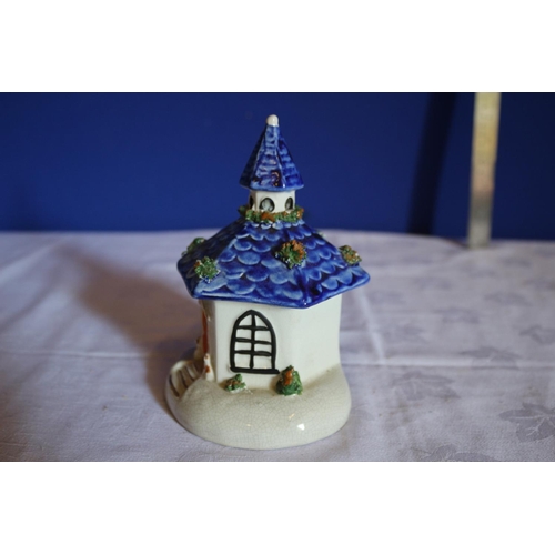 38 - Pottery Incense Burner in a Property Shape - Staffordshire Style