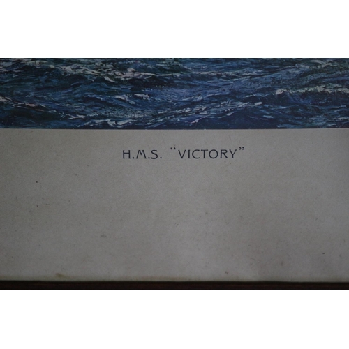 44 - Vintage Framed & Glazed  Print of The H.M.S. Victory