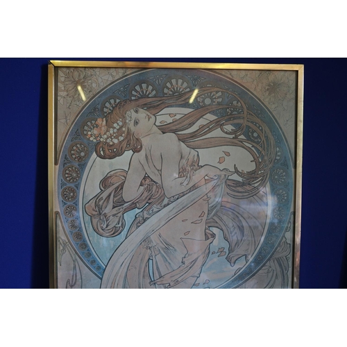 51 - Original Vintage 1970's - Mid Century  Framed and Glazed Print from Mucha