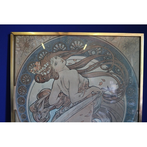 51 - Original Vintage 1970's - Mid Century  Framed and Glazed Print from Mucha