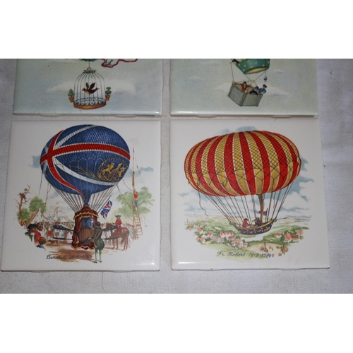56 - Collection of Highly Detailed Wall Tiles with Pictures of Vintage Balloons
