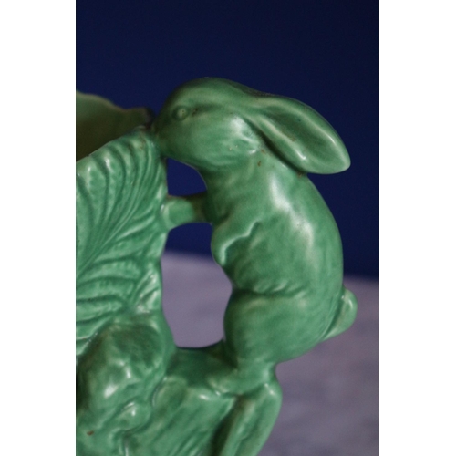 77 - Vintage Sylvac Rabbit Handle Green Jug