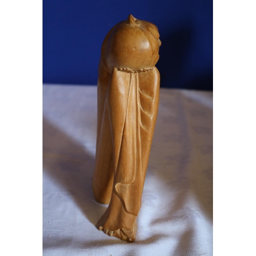 9 - Solid Wood Carved Statue of a Sleeping Figure