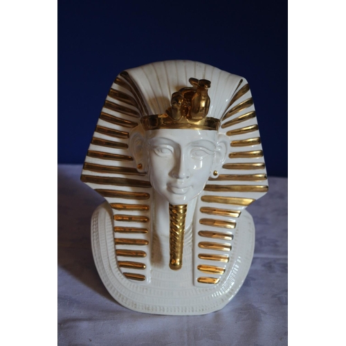 91 - 1980's Tutankhamen Bust Depicting His Headdress Showing When He Was King of Upper and Lower Egypt