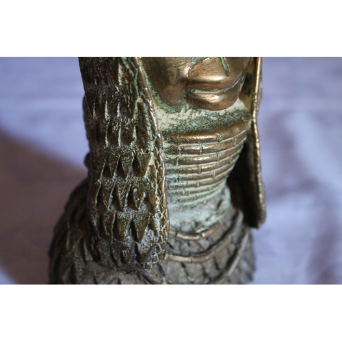 92 - Heavy Bronze  Reproduction Benin Statue Depicting African Tribal Woman with Multiple Neck Rings and ... 