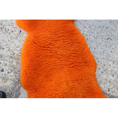 216 - Bright Orange Colour Sheepskin Rug