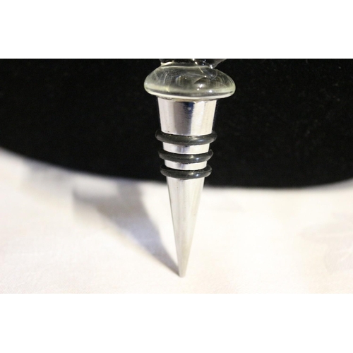 222 - Mdina Glass Topped Metal Bottle Stopper