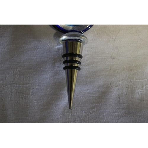 223 - Mdina Glass Topped Metal Bottle Stopper