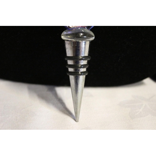 224 - Mdina Glass Topped Metal Bottle Stopper