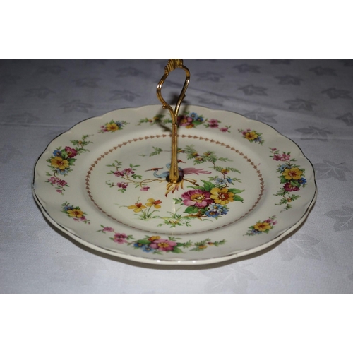 227 - Delightful Frank Buckley Cake Server with Handle - Bird and Floral Design