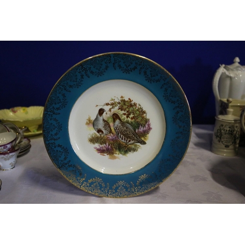 229 - Decorative Vintage, Possibly Doulton, Plate with Blue and Gilt Edging and Bird Picture Centre