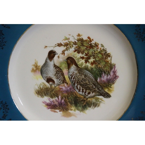 229 - Decorative Vintage, Possibly Doulton, Plate with Blue and Gilt Edging and Bird Picture Centre