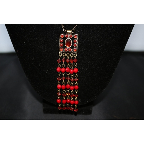 237 - Decorative Red Beaded Necklace