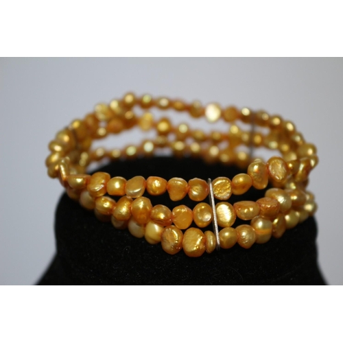 238 - Faux Freshwater Pearl Multi-Strand Bangle