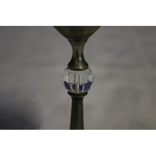 298 - White Metal Goblet with Glass Section in the Stem