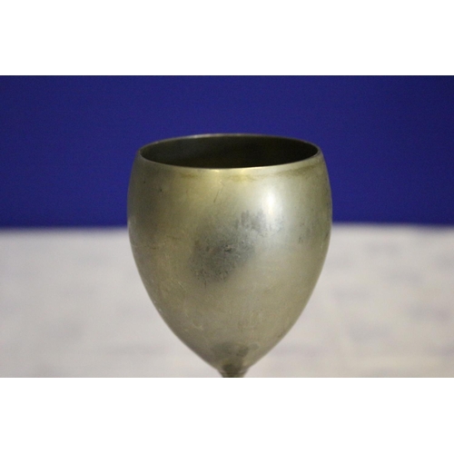 298 - White Metal Goblet with Glass Section in the Stem