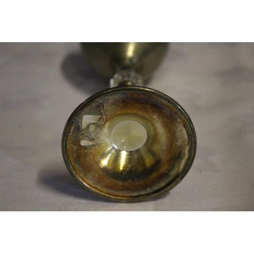 298 - White Metal Goblet with Glass Section in the Stem