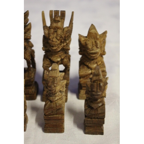 300 - Almost Complete Oriental Deity Hand Carved Chess Set