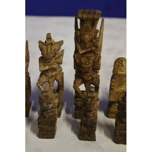 300 - Almost Complete Oriental Deity Hand Carved Chess Set